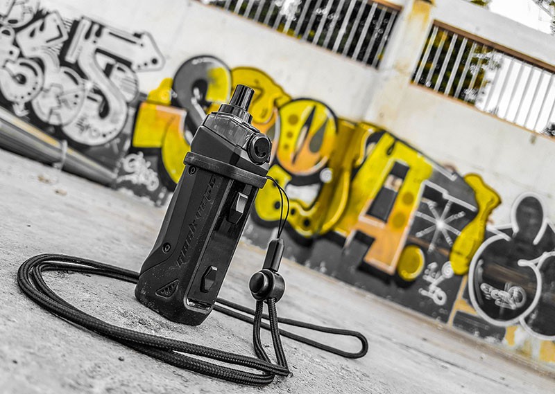 Geekvape Aegis Boost Pod Kit with Graffiti Art in the background